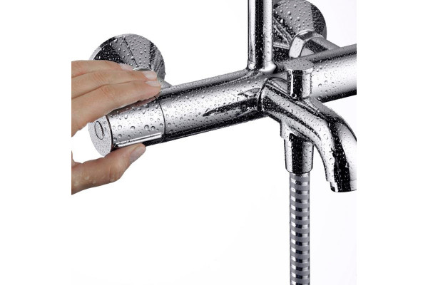 Душевая стойка Hansgrohe Vernis Blend 26274000 Showerpipe 200 1jet с термостатом, хром, штанга 117 см, шланг пластиковый 160 см