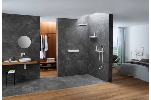 Шланговое подключение Hansgrohe Rainfinity 26858700 с полкой, штанга 6.6 см,  в стиле hi-tech