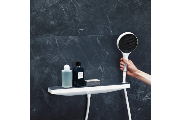 Шланговое подключение Hansgrohe Rainfinity 26858700 с полкой, штанга 6.6 см,  в стиле hi-tech
