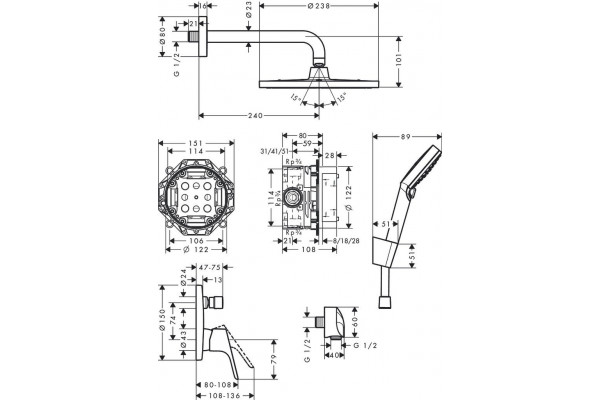 Душевой комплект Hansgrohe Crometta S 27958000 хром, шланг пластиковый 125 см