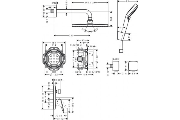 Душевой комплект Hansgrohe Crometta E 27957000 хром, шланг пластиковый 125 см