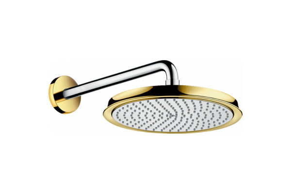HG Raindance Classic Air Верхний душ 1jet (RainAir) d240мм с настенным держателем 390 мм шарнирное соединение G1/2 цвет: хром/золото 27424090