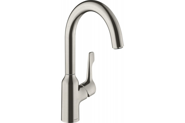Смеситель Hansgrohe Focus M43 71812800 для кухонной мойки, сталь, однорычажный, высота излива 22.3 см