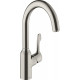 Смеситель Hansgrohe Focus M43 71812800 для кухонной мойки, сталь, однорычажный, высота излива 22.3 см