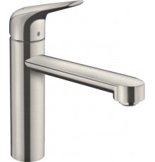Смеситель Hansgrohe Focus M42 71806800 для кухонной мойки, сталь, однорычажный, высота излива 12.2 см