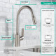 Смеситель Hansgrohe Focus M42 71800800 для кухонной мойки, сталь, однорычажный, высота излива 21.9 см