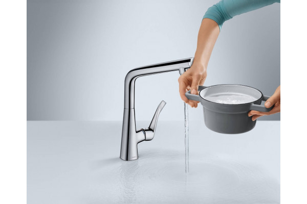 Смеситель Hansgrohe Metris Select M71 14847000 для кухонной мойки, хром, высота излива 25.3 см, длина излива 20.8 см
