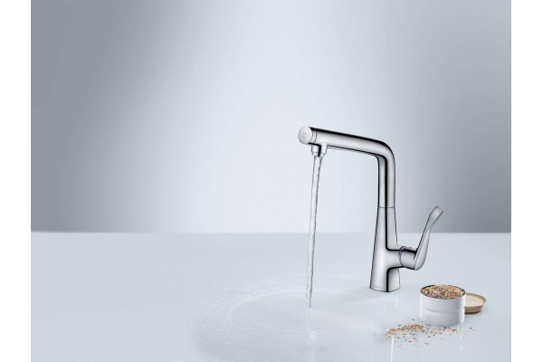 Смеситель Hansgrohe Metris Select M71 14847000 для кухонной мойки, хром, высота излива 25.3 см, длина излива 20.8 см