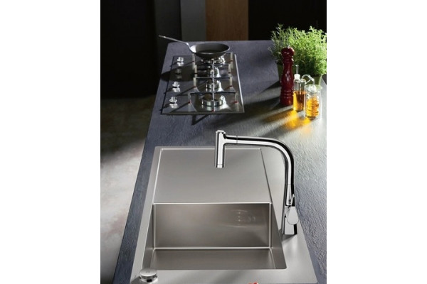 Смеситель Hansgrohe Metris M71 14834000 для кухонной мойки, хром, высота излива 22.1 см, длина излива 21 см