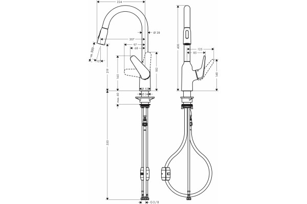 Смеситель Hansgrohe Focus M42 71800000 для кухонной мойки однорычажный, хром