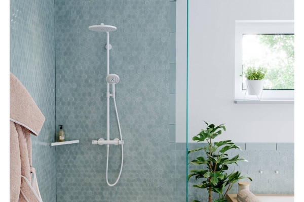 Душевая стойка Hansgrohe Croma Select S 280 1jet 26890700 с термостатом, белый, штанга 124.7 см, шланг пластиковый 160 см