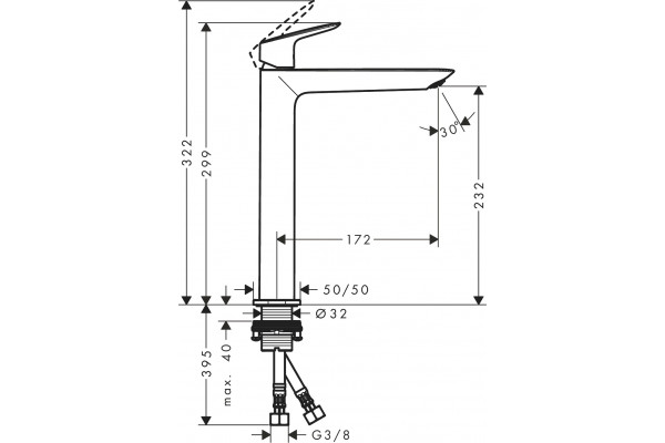 Смеситель Hansgrohe Logis Fine 240 71258000 для раковины, хром, однорычажный, высота излива 23.2 см
