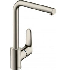 Смеситель Hansgrohe Focus M41 31827800 для кухонной мойки, сталь, однорычажный, высота излива 27.7 см