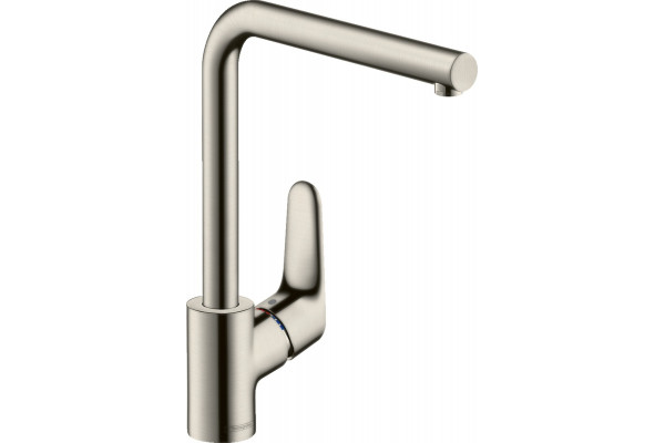 Смеситель Hansgrohe Focus M41 31827800 для кухонной мойки, сталь, однорычажный, высота излива 27.7 см