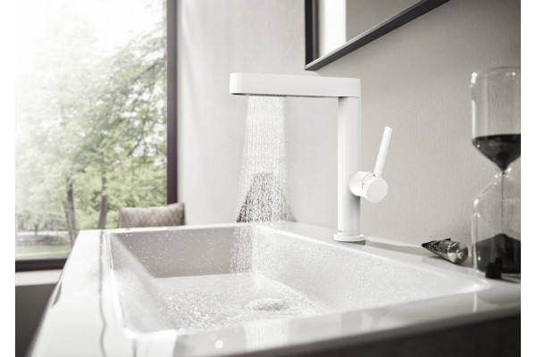 Смеситель Hansgrohe Finoris 230 76063700 для раковины, матовый белый, однорычажный, высота излива 22.9 см