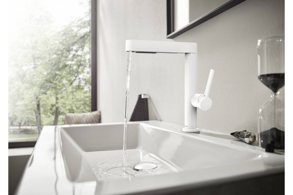 Смеситель Hansgrohe Finoris 230 76063700 для раковины, матовый белый, однорычажный, высота излива 22.9 см