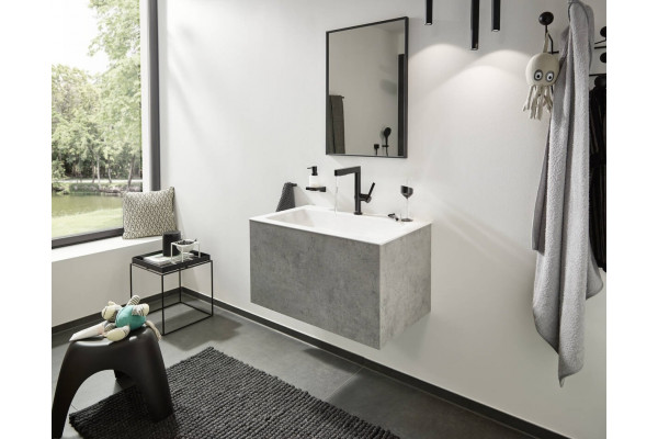 Смеситель Hansgrohe Finoris 230 76063670 для раковины, матовый черный, однорычажный, высота излива 22.9 см