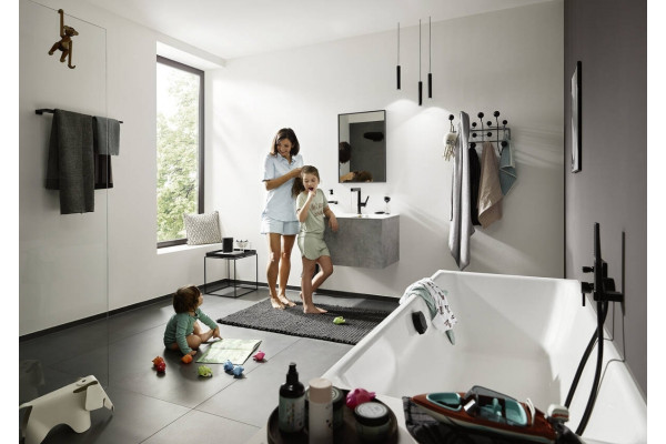 Смеситель Hansgrohe Finoris 230 76063670 для раковины, матовый черный, однорычажный, высота излива 22.9 см