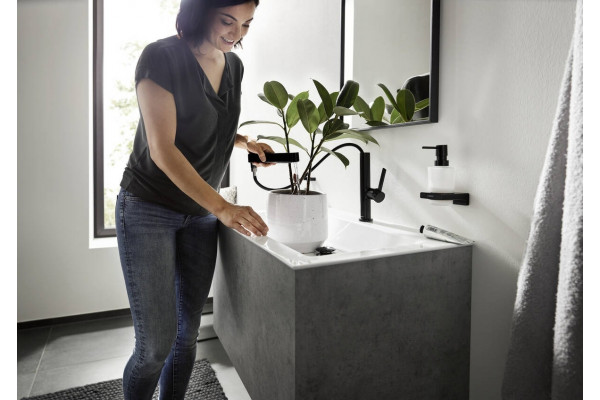 Смеситель Hansgrohe Finoris 230 76063670 для раковины, матовый черный, однорычажный, высота излива 22.9 см
