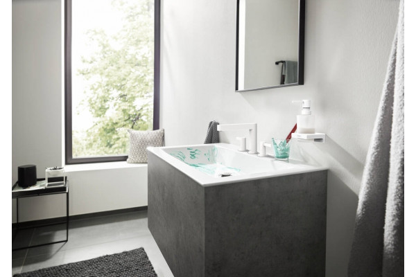 Смеситель Hansgrohe Finoris 110 76033700 для раковины, матовый белый, двухвентильный, высота излива 11.3 см