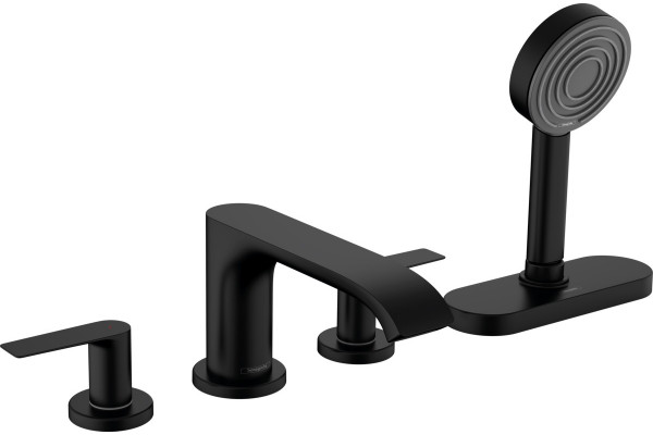 Смеситель Hansgrohe Vivenis 75444670 на борт ванны, матовый черный, двухвентильный, белый