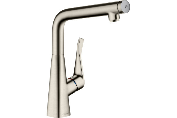 Смеситель Hansgrohe Metris Select M71 14785800 для кухонной мойки, сталь, высота излива 30.7 см, длина излива 22.3 см