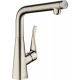 Смеситель Hansgrohe Metris Select M71 14785800 для кухонной мойки, сталь, высота излива 30.7 см, длина излива 22.3 см