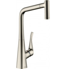Смеситель Hansgrohe Metris M71 14780800 для кухонной мойки, сталь, однорычажный, высота излива 31.9 см