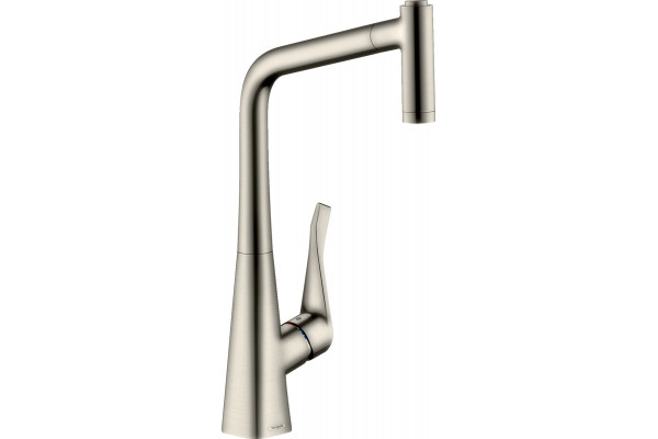 Смеситель Hansgrohe Metris M71 14780800 для кухонной мойки, сталь, однорычажный, высота излива 31.9 см