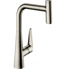 Смеситель Hansgrohe Talis Select M51 73853800 для кухонной мойки, сталь, однорычажный, высота излива 28.8 см