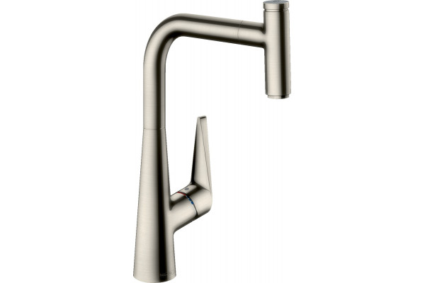 Смеситель Hansgrohe Talis Select M51 73853800 для кухонной мойки, сталь, однорычажный, высота излива 28.8 см