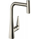 Смеситель Hansgrohe Talis Select M51 73853800 для кухонной мойки, сталь, однорычажный, высота излива 28.8 см