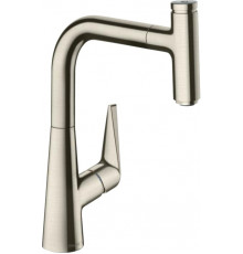 Смеситель Hansgrohe Talis Select M51 73852800 для кухонной мойки, сталь, однорычажный, высота излива 22.3 см