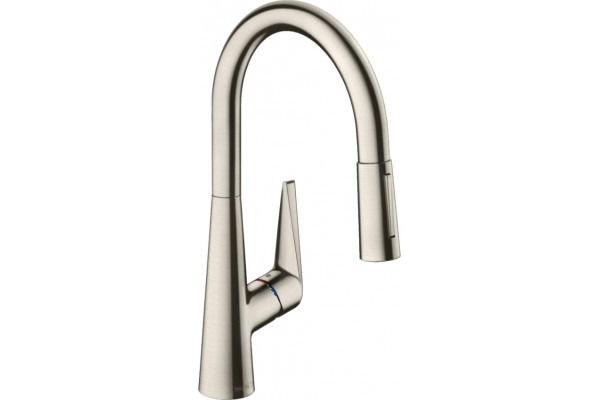 Смеситель Hansgrohe Talis M51 73851800 для кухонной мойки, сталь, однорычажный, высота излива 18.5 см