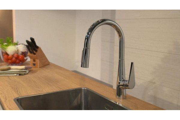 Смеситель Hansgrohe Talis M51 73851000 для кухонной мойки, хром, однорычажный, высота излива 18.5 см