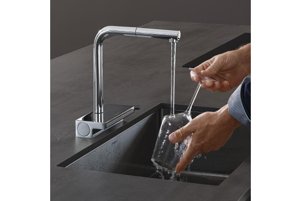 Смеситель Hansgrohe Aquno Select M81 73836000 для кухонной мойки, хром, однорычажный, высота излива 25 см