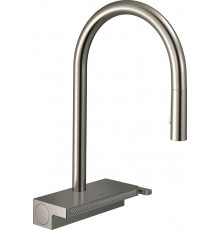 Смеситель Hansgrohe Aquno Select M81 73831800 для кухонной мойки, сталь, однорычажный, высота излива 16.5 см
