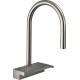 Смеситель Hansgrohe Aquno Select M81 73831800 для кухонной мойки, сталь, однорычажный, высота излива 16.5 см