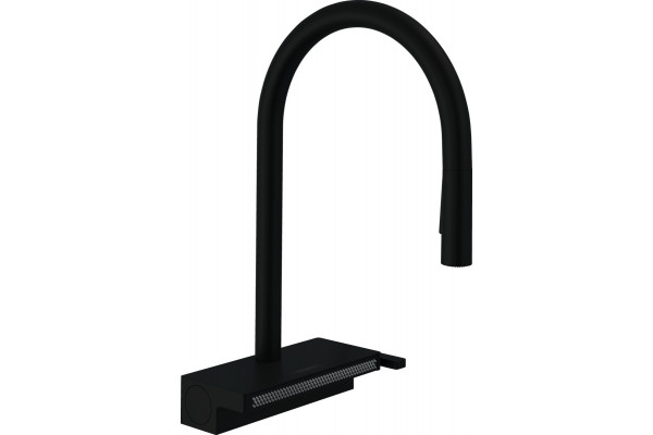 Смеситель Hansgrohe Aquno Select M81 73831670 для кухонной мойки, матовый черный, однорычажный, высота излива 16.5 см