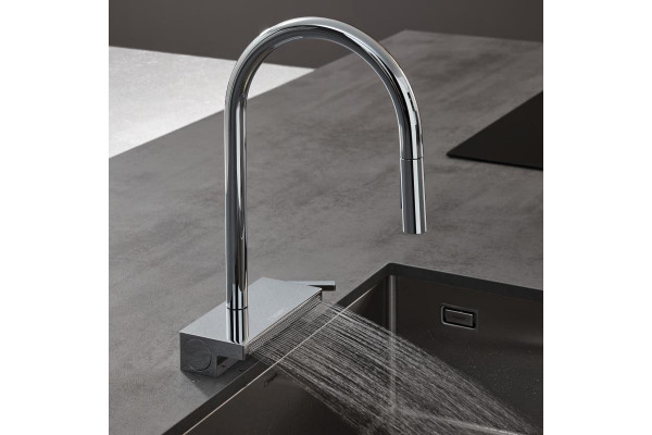 Смеситель Hansgrohe Aquno Select M81 73831000 для кухонной мойки, хром, однорычажный, высота излива 16.5 см