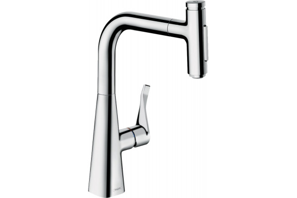 Смеситель Hansgrohe Metris Select M71 73822000 для кухонной мойки, хром, однорычажный, высота излива 23.8 см