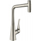 Смеситель Hansgrohe Metris Select M71 73820800 для кухонной мойки, сталь, однорычажный, высота излива 33.3 см