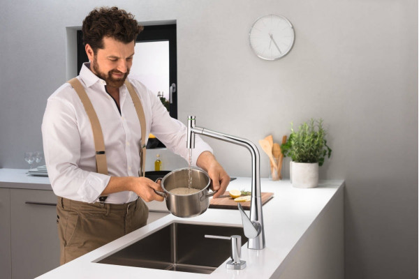 Смеситель Hansgrohe Metris Select M71 73816000 для кухонной мойки, хром, однорычажный, высота излива 33.3 см