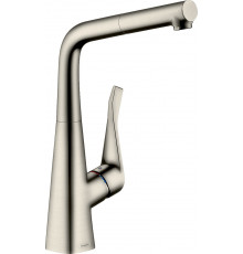 Смеситель Hansgrohe Metris M71 73812800 для кухонной мойки, сталь, однорычажный, высота излива 31.5 см