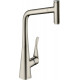 Смеситель Hansgrohe Metris Select M71 73803800 для кухонной мойки, сталь, однорычажный, высота излива 33.3 см
