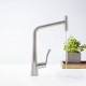 Смеситель Hansgrohe Metris Select M71 73803800 для кухонной мойки, сталь, однорычажный, высота излива 33.3 см