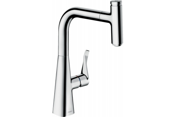 Смеситель Hansgrohe Metris Select M71 73802000 для кухонной мойки, хром, однорычажный, высота излива 23.8 см