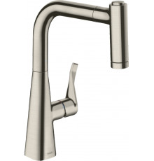 Смеситель Hansgrohe Metris M71 73800800 для кухонной мойки, сталь, однорычажный, высота излива 22 см