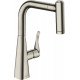 Смеситель Hansgrohe Metris M71 73800800 для кухонной мойки, сталь, однорычажный, высота излива 22 см