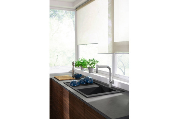 Смеситель Hansgrohe Metris M71 73800000 для кухонной мойки, хром, однорычажный, высота излива 22 см